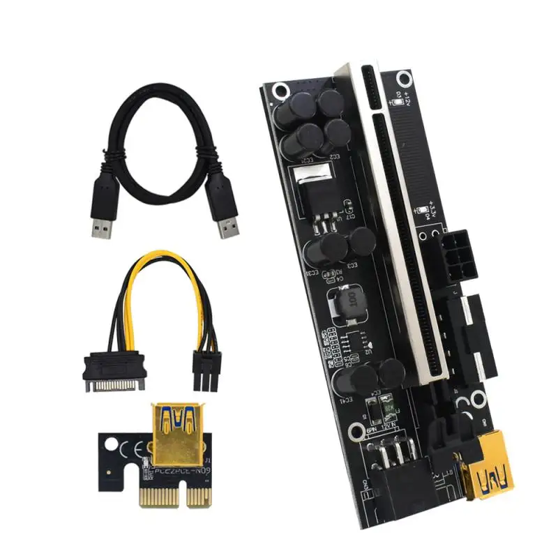 PCI-E 1x Iki 16x Kasybos Mašinos Extender Stovo Adapteris Su Maitinimo Laidas Ir USB 3.0 Kabelis 1X Iki 16X Extender PCIe Adapteris, Naujas 3
