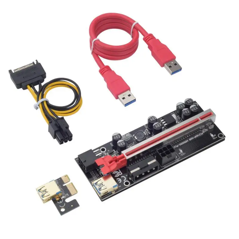 PCI-E 1x Iki 16x Kasybos Mašinos Extender Stovo Adapteris Su Maitinimo Laidas Ir USB 3.0 Kabelis 1X Iki 16X Extender PCIe Adapteris, Naujas 4
