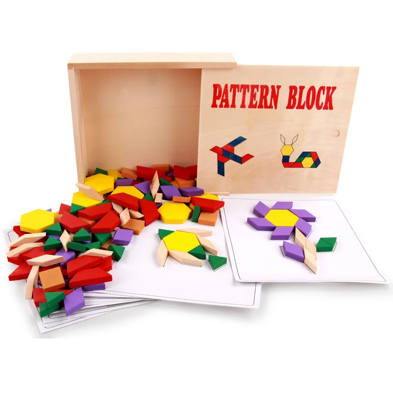 60pcs/set Įvairių Blokų Serija Classic Surinkti Medinis Žaislas Pažinimo Geometrijos Tangram Dėlionė Baby Švietimo Žaislai Vaikams 1