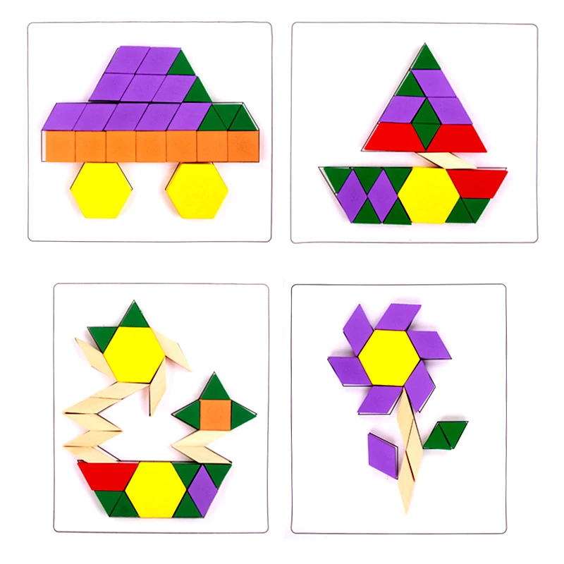 60pcs/set Įvairių Blokų Serija Classic Surinkti Medinis Žaislas Pažinimo Geometrijos Tangram Dėlionė Baby Švietimo Žaislai Vaikams 3