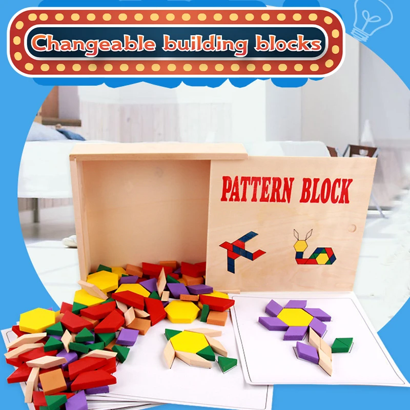 60pcs/set Įvairių Blokų Serija Classic Surinkti Medinis Žaislas Pažinimo Geometrijos Tangram Dėlionė Baby Švietimo Žaislai Vaikams 4