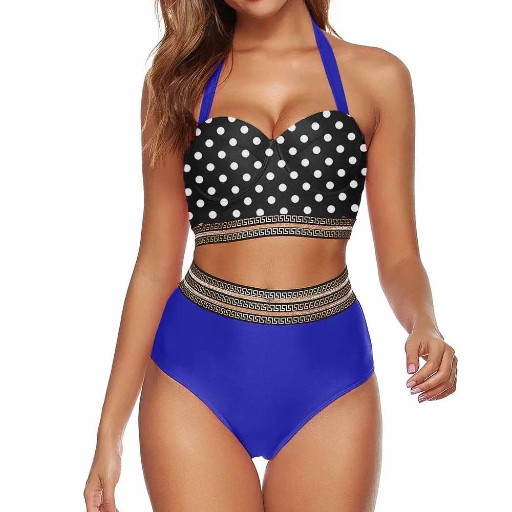 2021 Push Up Bikinis Nustatyti Aukštą Juosmens Swimsuit Moterys Dot maudymosi Kostiumėliai, Moteriška Dviejų dalių Vasaros Paplūdimio Apynasrio Maudymosi Kostiumas XXL 4