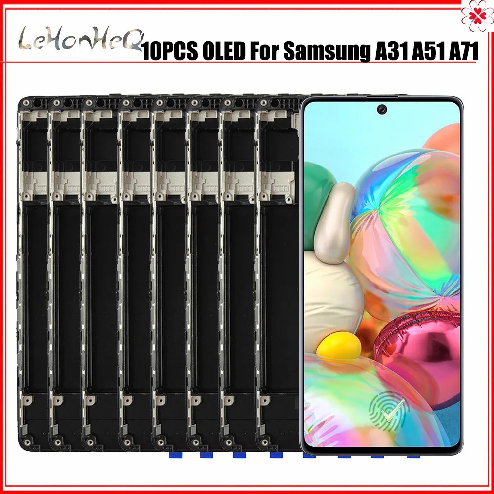 Daug 10 Vienetų LCD Su pirštų Atspaudų Samsung Galaxy A31 A71 A51 Ekranas Jutiklinis Ekranas OLED Asamblėjos Rėmo LCD A315 A515F A715 4