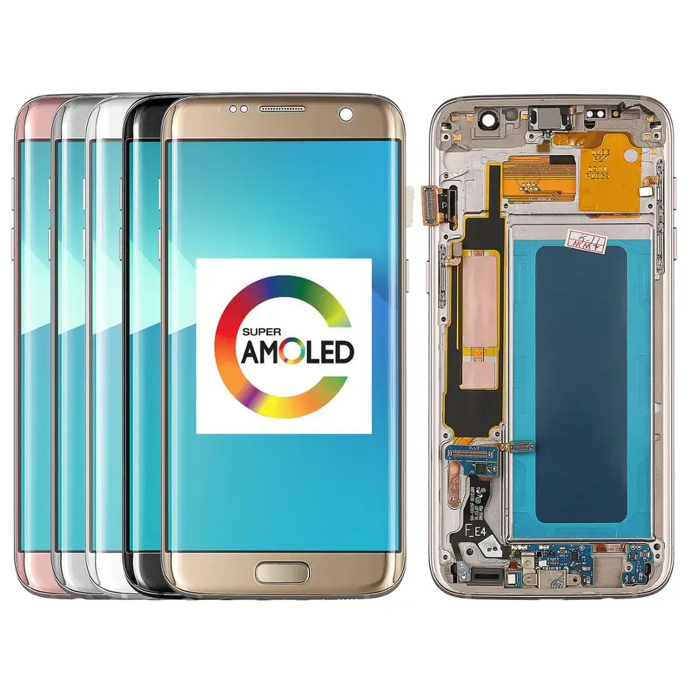 SUPER AMOLED Darbo Lcd Samsung Galaxy S7 krašto SM-G935 G935F LCD Ekranas ir Touch Ekranas skaitmeninis keitiklis Asamblėja 3