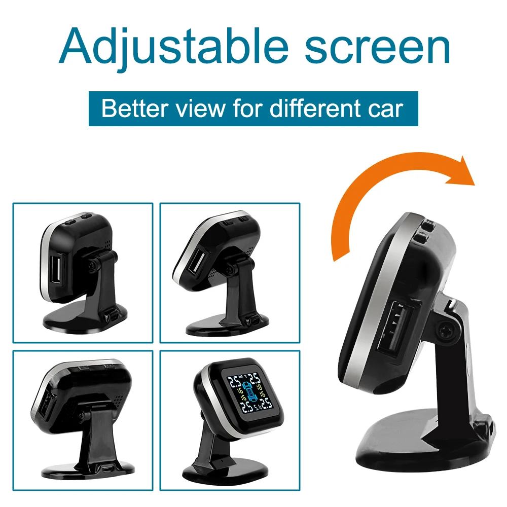 Mini Automobilių Padangų Slėgio Stebėjimo Sistema, USB PSSS LCD Display Bevielio ryšio Automobilių Apsaugos Signalizacijos Sistemų Su 4 Vnt. Išorės Jutiklis 0