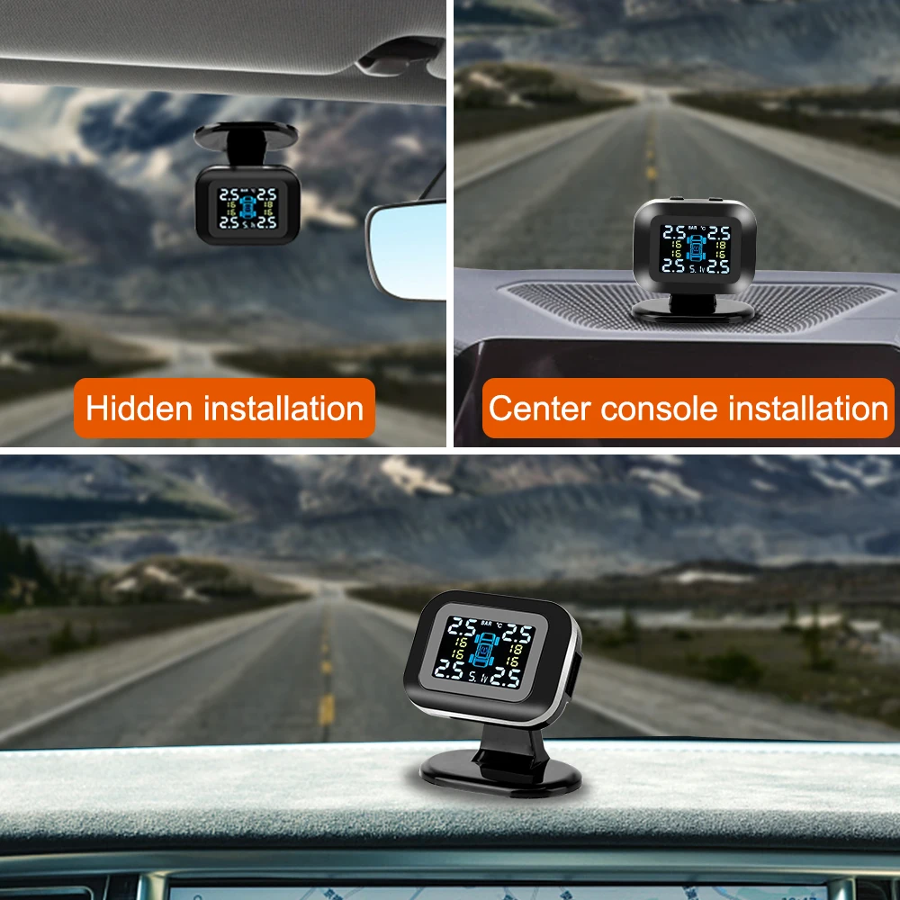 Mini Automobilių Padangų Slėgio Stebėjimo Sistema, USB PSSS LCD Display Bevielio ryšio Automobilių Apsaugos Signalizacijos Sistemų Su 4 Vnt. Išorės Jutiklis 4