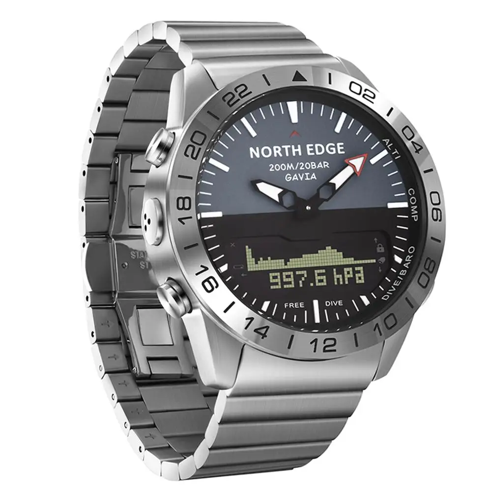 ŠIAURĖS KRAŠTO Smart Watch Vyrų Kraujo Spaudimo Monitorius Full Steel Kompaso, Aukščiamačio Nardymo Kvarco Verslo, Sporto Skaitmeninis Smartwatch 0