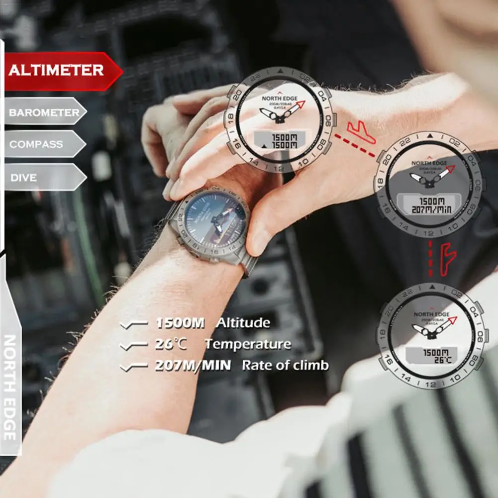 ŠIAURĖS KRAŠTO Smart Watch Vyrų Kraujo Spaudimo Monitorius Full Steel Kompaso, Aukščiamačio Nardymo Kvarco Verslo, Sporto Skaitmeninis Smartwatch 1