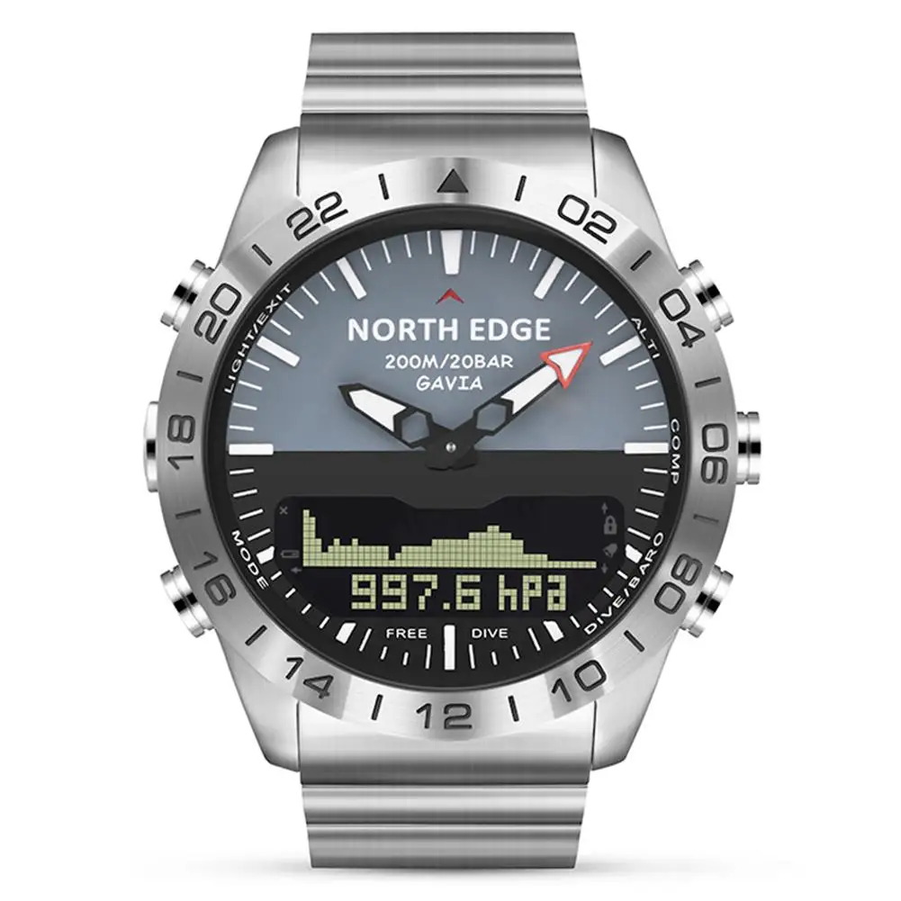 ŠIAURĖS KRAŠTO Smart Watch Vyrų Kraujo Spaudimo Monitorius Full Steel Kompaso, Aukščiamačio Nardymo Kvarco Verslo, Sporto Skaitmeninis Smartwatch 2