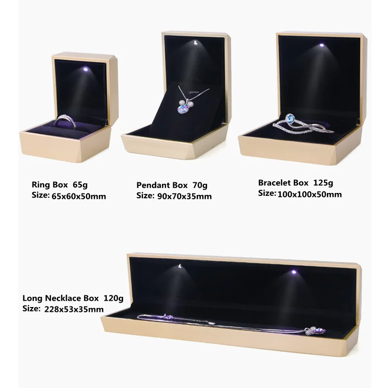 Rombo Formos LED Šviesos Pakabukas, Žiedas Dėžės, Vestuvių Valentino dienos Dovana Karoliai Juvelyrinių dirbinių Pakavimo Atvejais 4