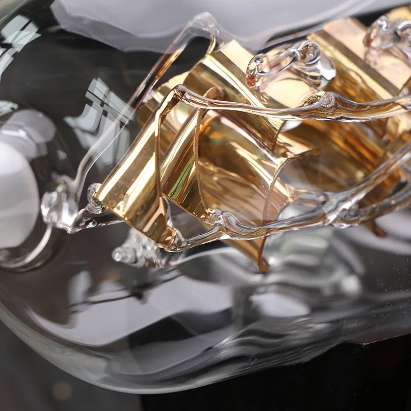 Burlaivis Nutolimas Buteliuke Su Mediniais 3D Dekoratyvines Stiklo Papuošalas Laivo Vyno Butelis 24x10.2cm Namų Puošybai Kambario Dekoro 3