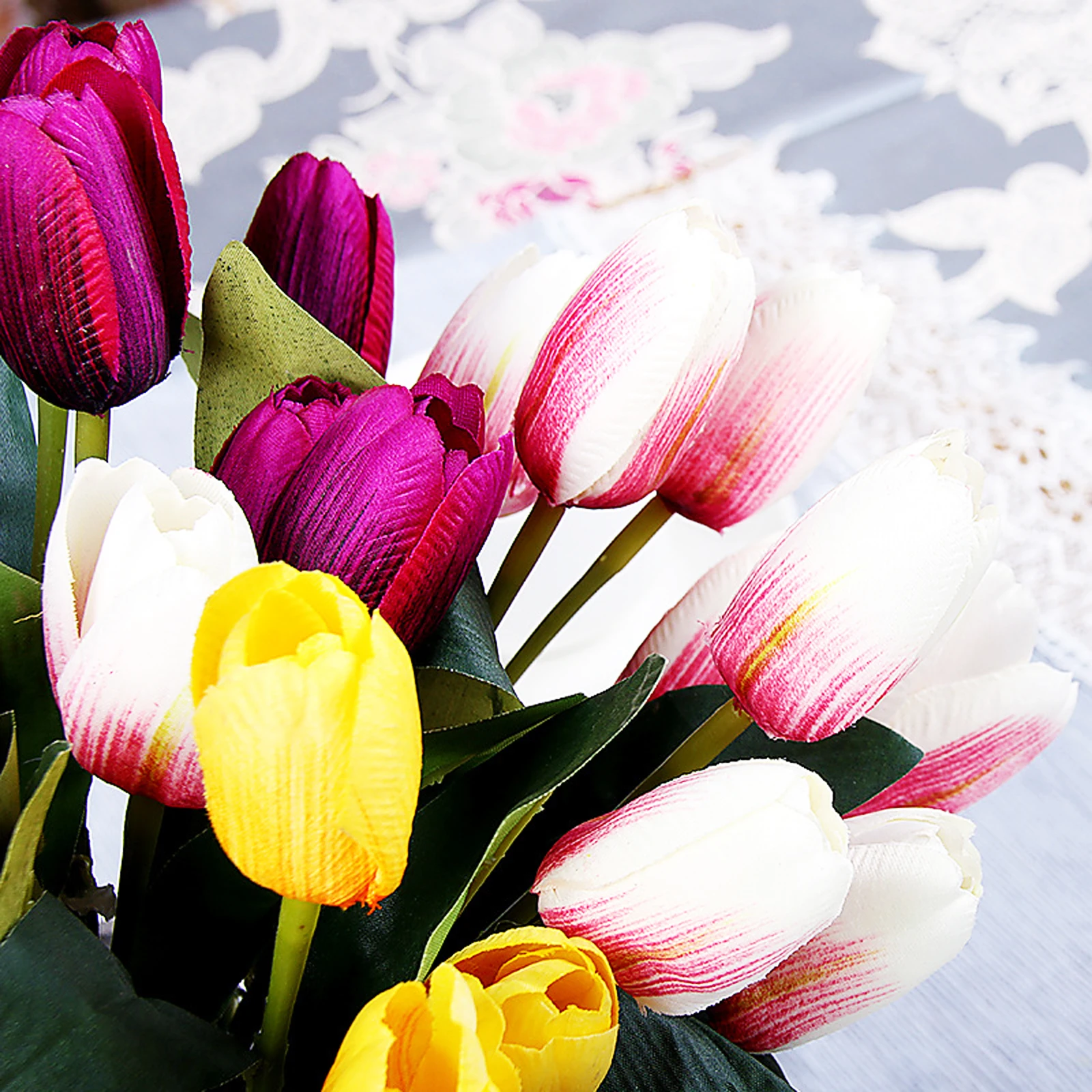 9 Vadovai Tulpių Dirbtinių Gėlių Nekilnojamojo Touch Netikrą Gėlių Tulpių Puokštė Namų Vestuvių Dekoravimas Šalies Prekių Rose Mėlyna Dovana 0