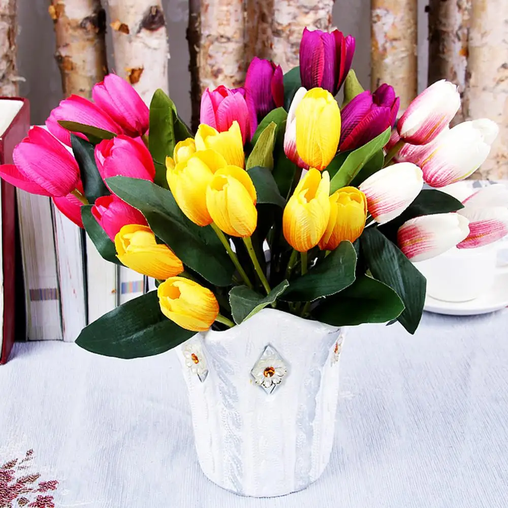 9 Vadovai Tulpių Dirbtinių Gėlių Nekilnojamojo Touch Netikrą Gėlių Tulpių Puokštė Namų Vestuvių Dekoravimas Šalies Prekių Rose Mėlyna Dovana 3