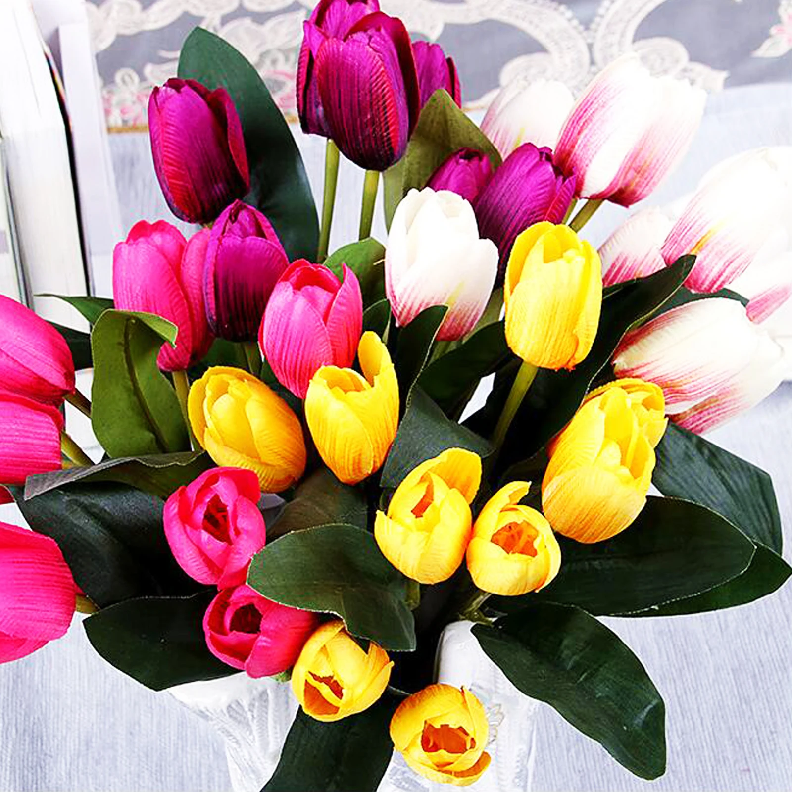 9 Vadovai Tulpių Dirbtinių Gėlių Nekilnojamojo Touch Netikrą Gėlių Tulpių Puokštė Namų Vestuvių Dekoravimas Šalies Prekių Rose Mėlyna Dovana 5
