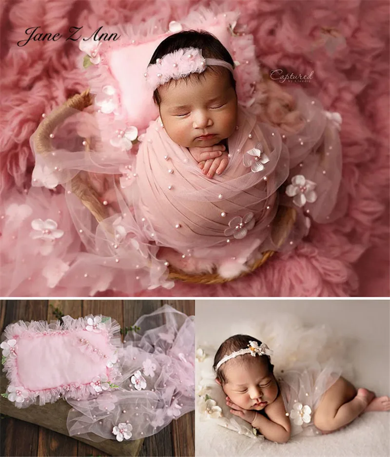Pasakų 3D Gėlių Pearl Akių Wrap 50x170cm Fone Audinio 150x170cm Pagalvių Kūdikio Nuotrauka Naujagimių Fotografijos Rekvizitai 4