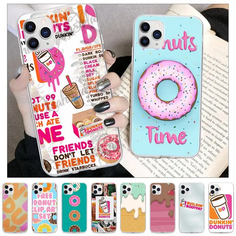 Dunkin Donuts Skaidraus mobiliojo Telefono dėklas Skirtas IPhone 12 11 Pro Max Xs X Xr 7 8 6 6s Plius 5 5s Se 2020 Aišku, Padengti 3