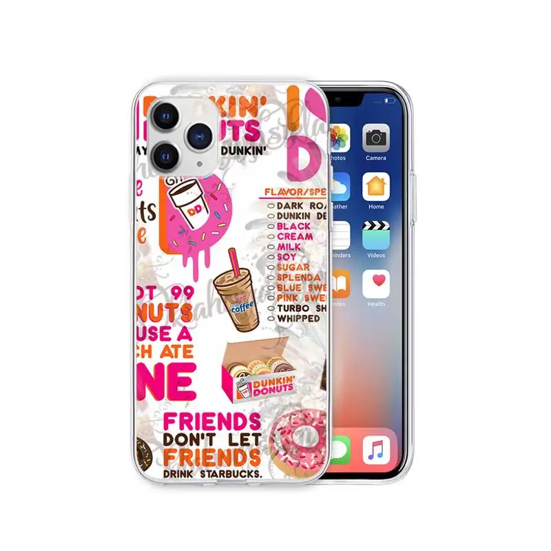 Dunkin Donuts Skaidraus mobiliojo Telefono dėklas Skirtas IPhone 12 11 Pro Max Xs X Xr 7 8 6 6s Plius 5 5s Se 2020 Aišku, Padengti 5