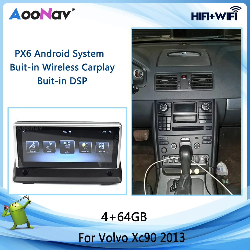 Px6 Android 2 Din Automobilio Radijo Volvo Xc90 2005- 2013 2016 GPS Navigacija, Multimedia Stereo Autoradio DVD Grotuvas 4