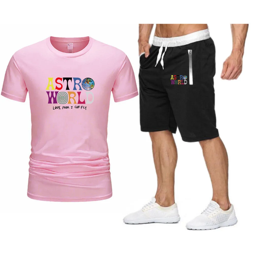 Prekės Astroworld Vyrų marškinėliai Paplūdimio Šortai Rinkiniai 2021 M. Vasarą, Sportiniai, Bėgiojimo Kelnės marškinėliai streetwear Harajuku Viršūnes Marškinėlius 0