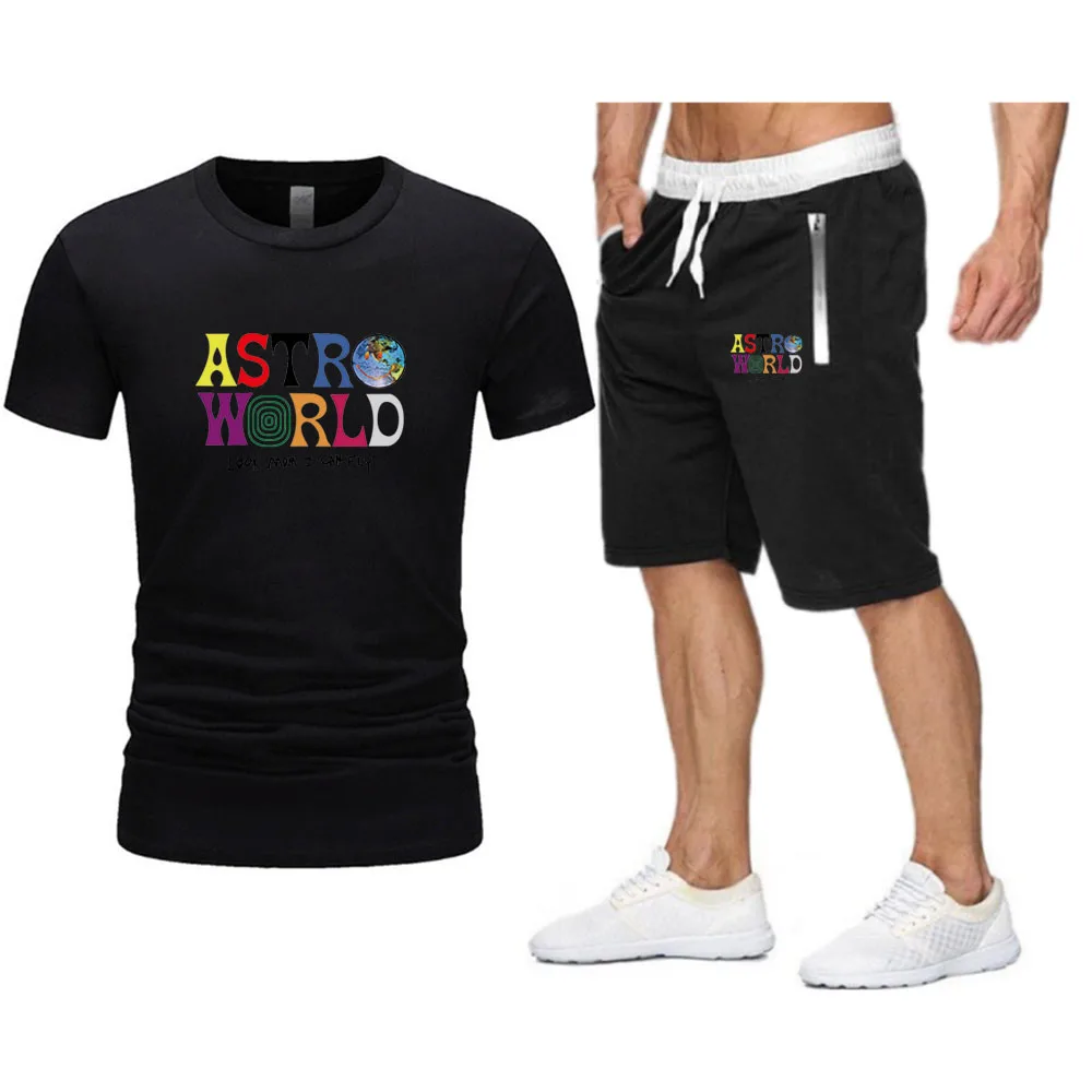 Prekės Astroworld Vyrų marškinėliai Paplūdimio Šortai Rinkiniai 2021 M. Vasarą, Sportiniai, Bėgiojimo Kelnės marškinėliai streetwear Harajuku Viršūnes Marškinėlius 1