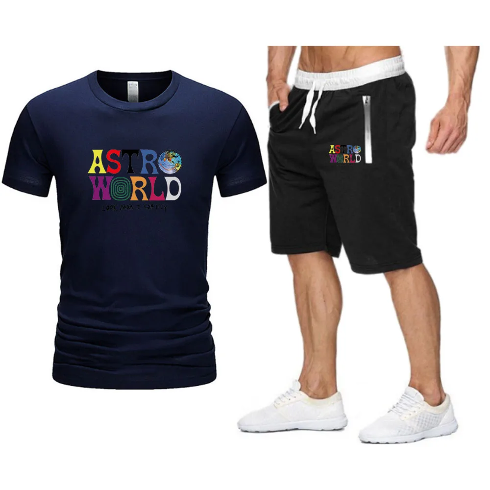Prekės Astroworld Vyrų marškinėliai Paplūdimio Šortai Rinkiniai 2021 M. Vasarą, Sportiniai, Bėgiojimo Kelnės marškinėliai streetwear Harajuku Viršūnes Marškinėlius 3