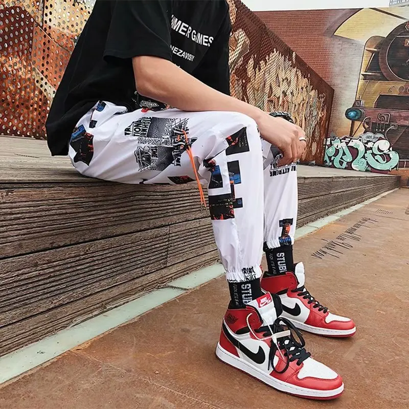 2021 Hip-hop Kelnės Vyrams Prarasti Poilsiu Kelnės su Spausdinimo Streetwear Haremo Kelnės Drabužius Kulkšnies ilgio Kelnės Harajuku Sporto Atsitiktinis 1