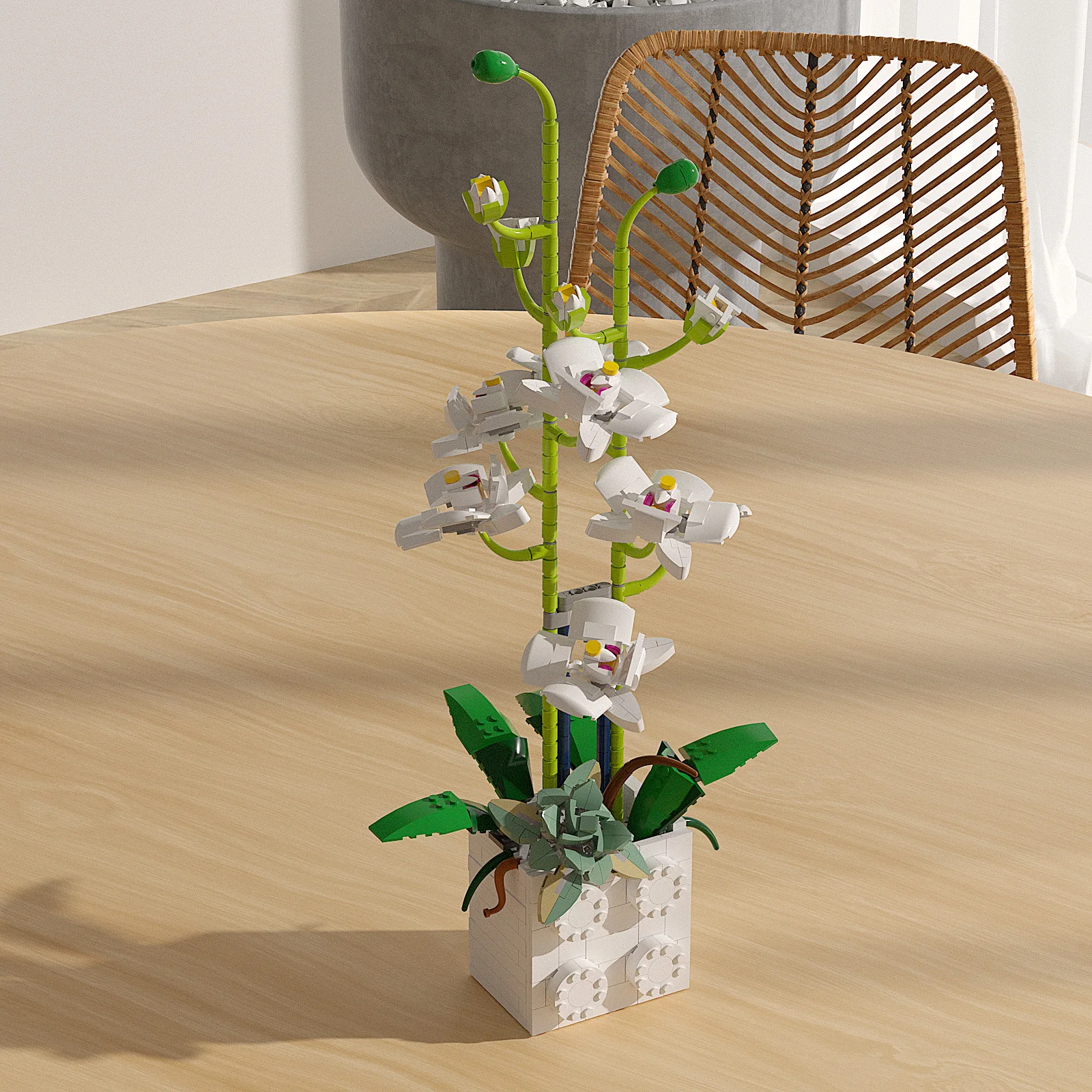 Retro Stiliaus Kinijos Augalams, Vazos, Vazoninių Gėlių, Žalios orchidėjų Žiedų Statybos Blokų, Plytų Priedai Modelio Vaikų Švietimo Žaislas 1