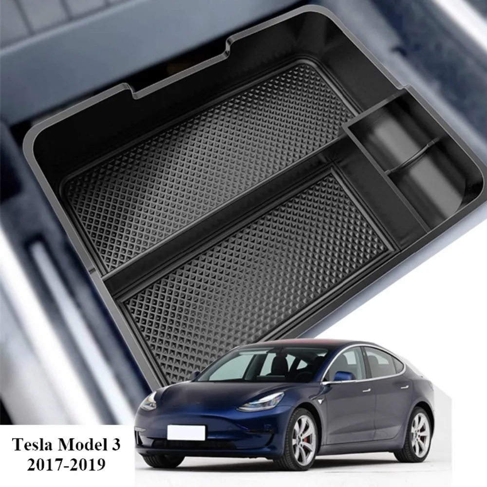 Už Tesla Model 3 BlueStar 2017 2018 2019Car Centrinis Porankis Laikymo Dėžutė Priedai Konsolės Turėtojas Auto Bako Organizatorius 0