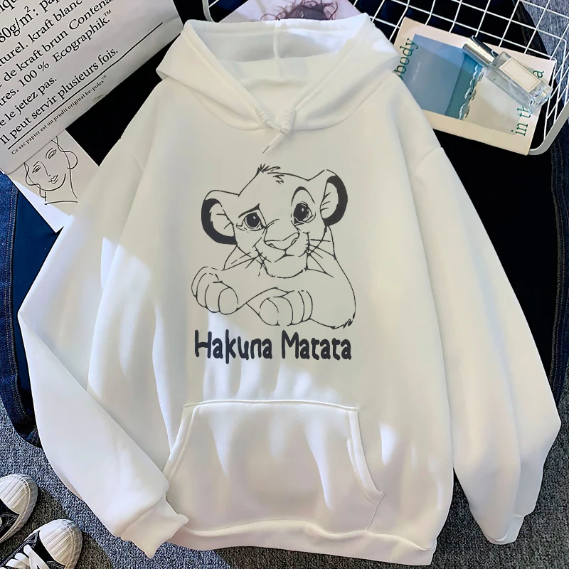 Hakuna Matata Juokingas Animacinių Filmų Simba Mielas Anime Hoodies Moterų Harajuku Liūtas Karalius Kawaii Anime Palaidinukė Grafinis Moterų Hoody 0