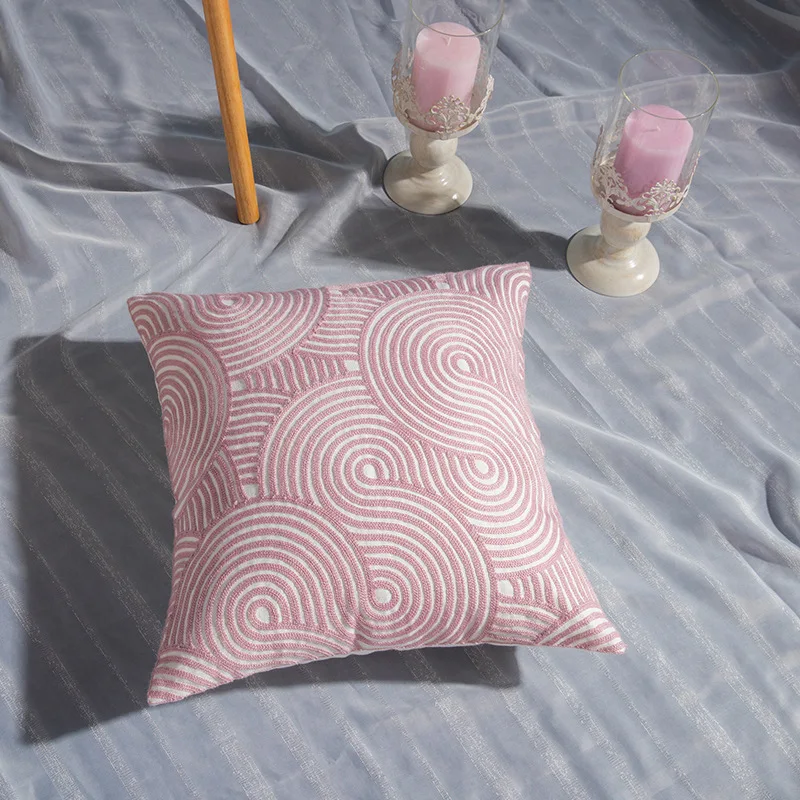 Šiaurės minimalistinio rožinė mesti pagalvę padengti geometrinis medvilnės, siuvinėta sofos užvalkalas Office pagalvėlė padengti 45x45 automobilių, namų dekoro 0