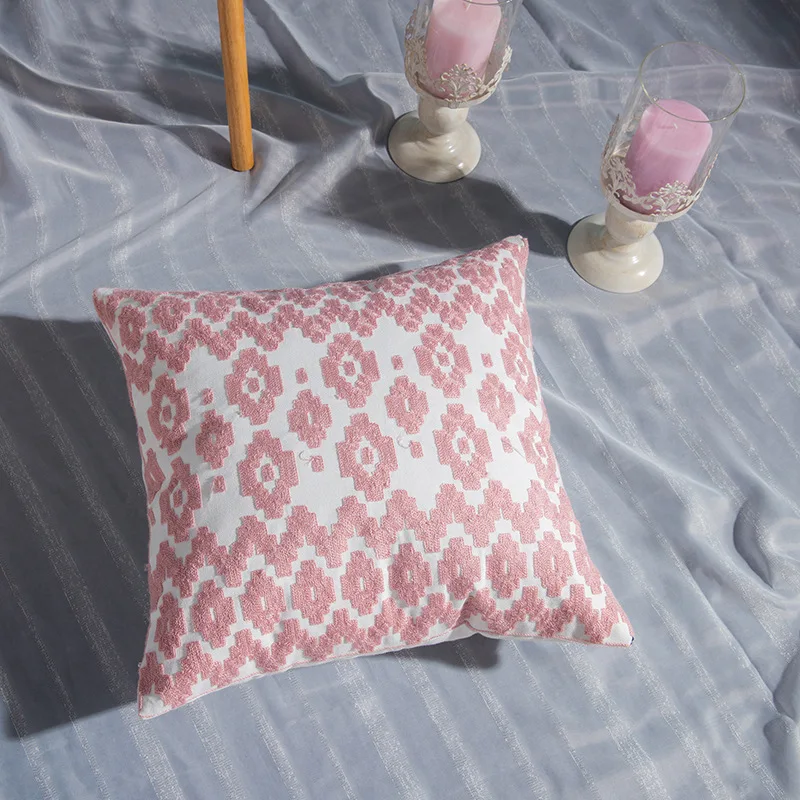 Šiaurės minimalistinio rožinė mesti pagalvę padengti geometrinis medvilnės, siuvinėta sofos užvalkalas Office pagalvėlė padengti 45x45 automobilių, namų dekoro 1