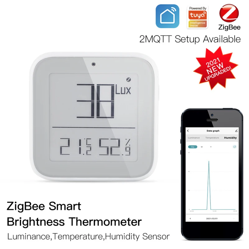 Tuya Zigbee Smart Ryškumas Termometras, Realaus laiko Šviesai Jautrios Temperatūros ir Drėgmės Jutiklis Dirbti su Tuya Smart Gyvenimo 0