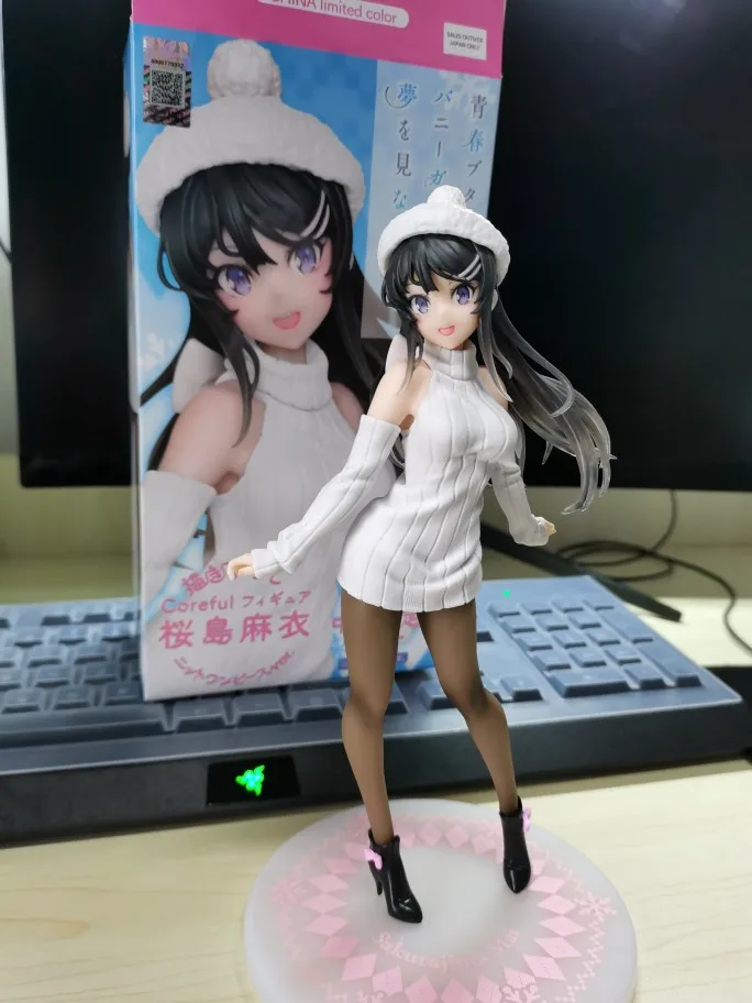 20cm Taito Japonijos Anime Aobuta Sakurajima Mai Bunny Mergina Ver Mai Senpai Anime PVC Veiksmų Skaičius, Žaislų Kolekcionuojamos Lėlės Modelio Dovana 0