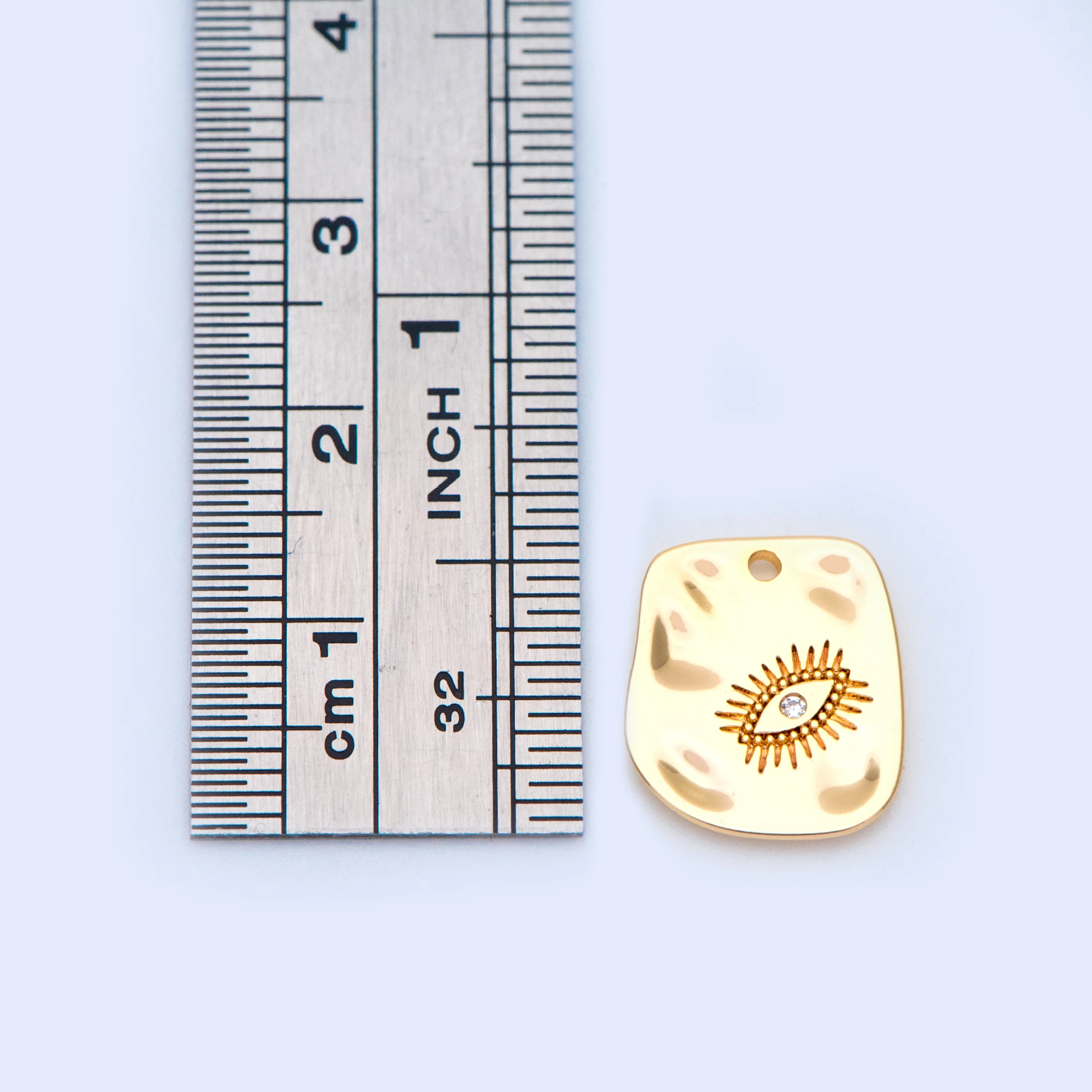 10vnt CZ Asfaltuotas Aukso Tekstūra Evil Eye pagrindiniai mygtukai 14x12mm, 18K Auksu padengtą Žalvario, blogos Akies Pakabukai (GB-1126) 3