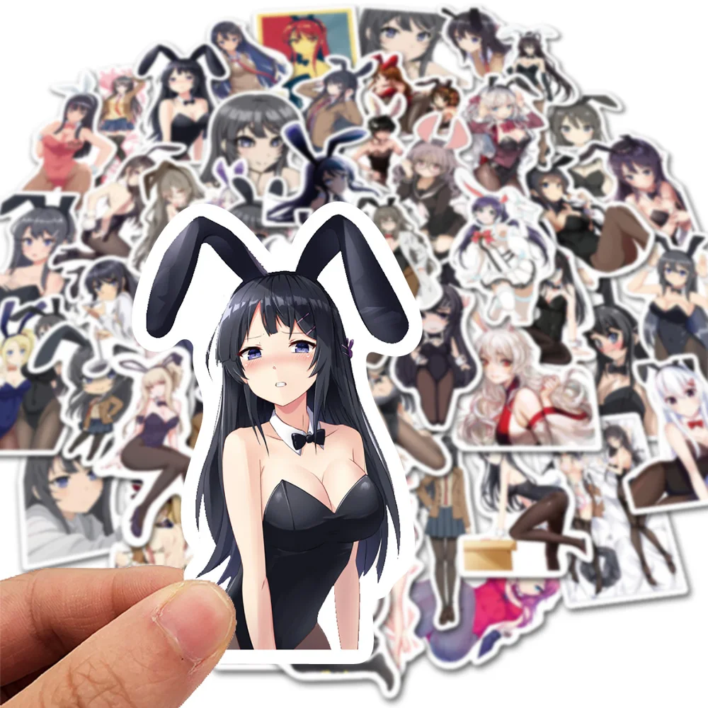 10/30/50pcs Sexy Bunny Mergina Lipdukai Anime Mielas Kojinės Pagundai Lipdukas 