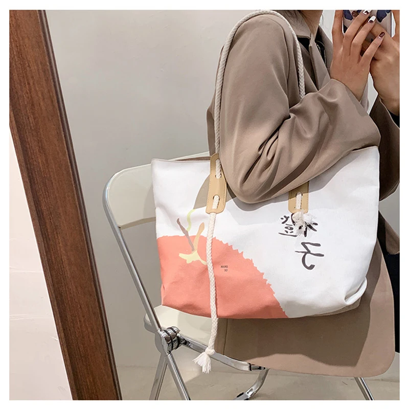 Braškių Spausdinimo Drobės Shopper Bag Didelės Talpos Pečių Krepšiai Moterų 2021 M. Vasarą Dizaineris Maišą Firminių Prabanga Rankinės 5