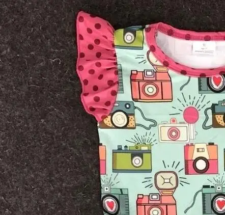 Naujas atvykimo fotoaparato komplektus kūdikių mergaičių mielas animacinių filmų marškinėliai+raudona medvilnė šortai 2 vnt. rinkinys vaikams boutique vaikų drabužių gxj 4