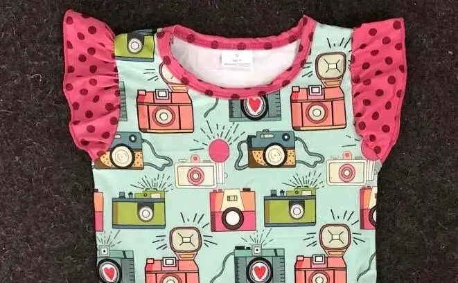 Naujas atvykimo fotoaparato komplektus kūdikių mergaičių mielas animacinių filmų marškinėliai+raudona medvilnė šortai 2 vnt. rinkinys vaikams boutique vaikų drabužių gxj 5