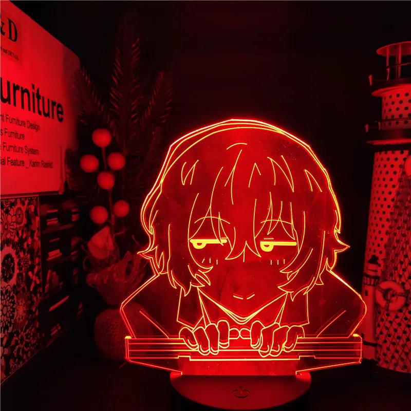 BUNGO BENAMIŲ ŠUNŲ DAZAI Anime Žibintas 3D Led pagrindiniai kištukiniai naktinių lempų lizdai Spalva Keičiasi Lampara, Miegamojo Apdaila 0