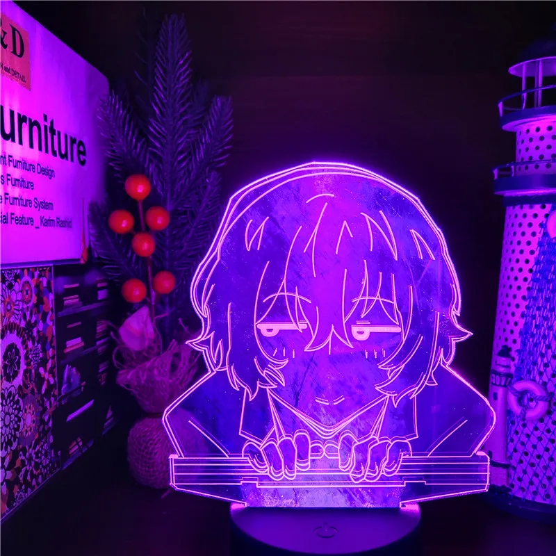 BUNGO BENAMIŲ ŠUNŲ DAZAI Anime Žibintas 3D Led pagrindiniai kištukiniai naktinių lempų lizdai Spalva Keičiasi Lampara, Miegamojo Apdaila 3