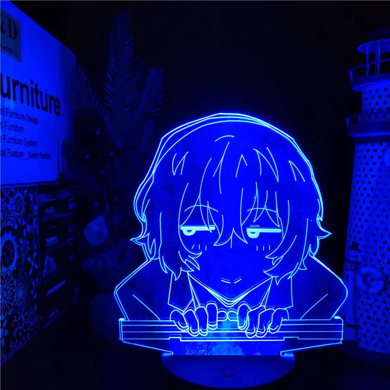 BUNGO BENAMIŲ ŠUNŲ DAZAI Anime Žibintas 3D Led pagrindiniai kištukiniai naktinių lempų lizdai Spalva Keičiasi Lampara, Miegamojo Apdaila 4