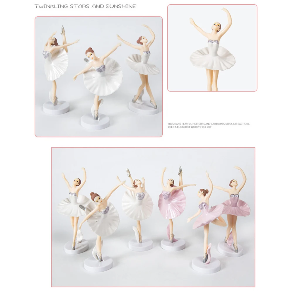 Pjedestalo Baleto Mergina Gimtadienio Tortas Šokėja Ornamentu Balta Rausva 3pcs Plastiko Ballerina Desertas Stalo Apdailos 3