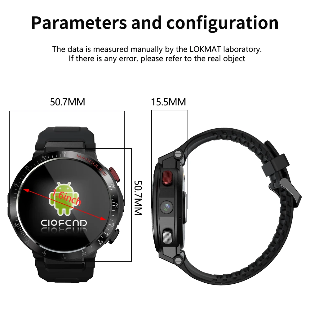 LOKMAT APPLLP Android Smart Watch Phone 4G Tinklo Wifi 1.6 Colių Visiškai Apvalios Jutiklinis Ekranas Smartwatch Vyrų Kamera Vaizdo Skambučiams GPS 4