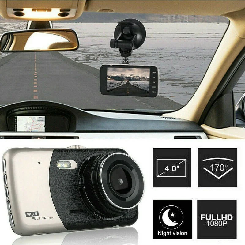 4 Colių IPS Dual Lens Vairuotojo Vaizdo įrašymas Didelis Ekranas, 1080P LED Naktinio Galinio vaizdo Automobilinis Atbulinės eigos vaizdo Kamera Vaizdus 2