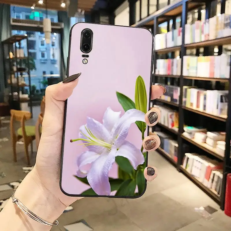 Lelija gėlė meno brautiful modelis Anti-rudenį mobilųjį Telefoną Atveju Huawei honor Mate P 10 20 30 40 Pro 10i 9 10 20 8 x Lite 0