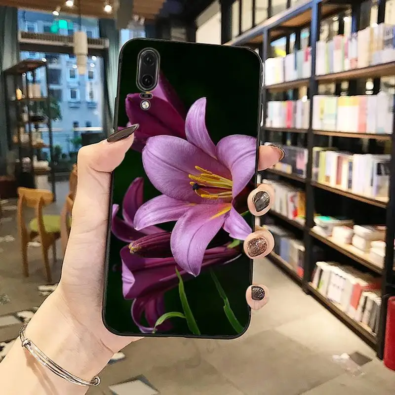 Lelija gėlė meno brautiful modelis Anti-rudenį mobilųjį Telefoną Atveju Huawei honor Mate P 10 20 30 40 Pro 10i 9 10 20 8 x Lite 4