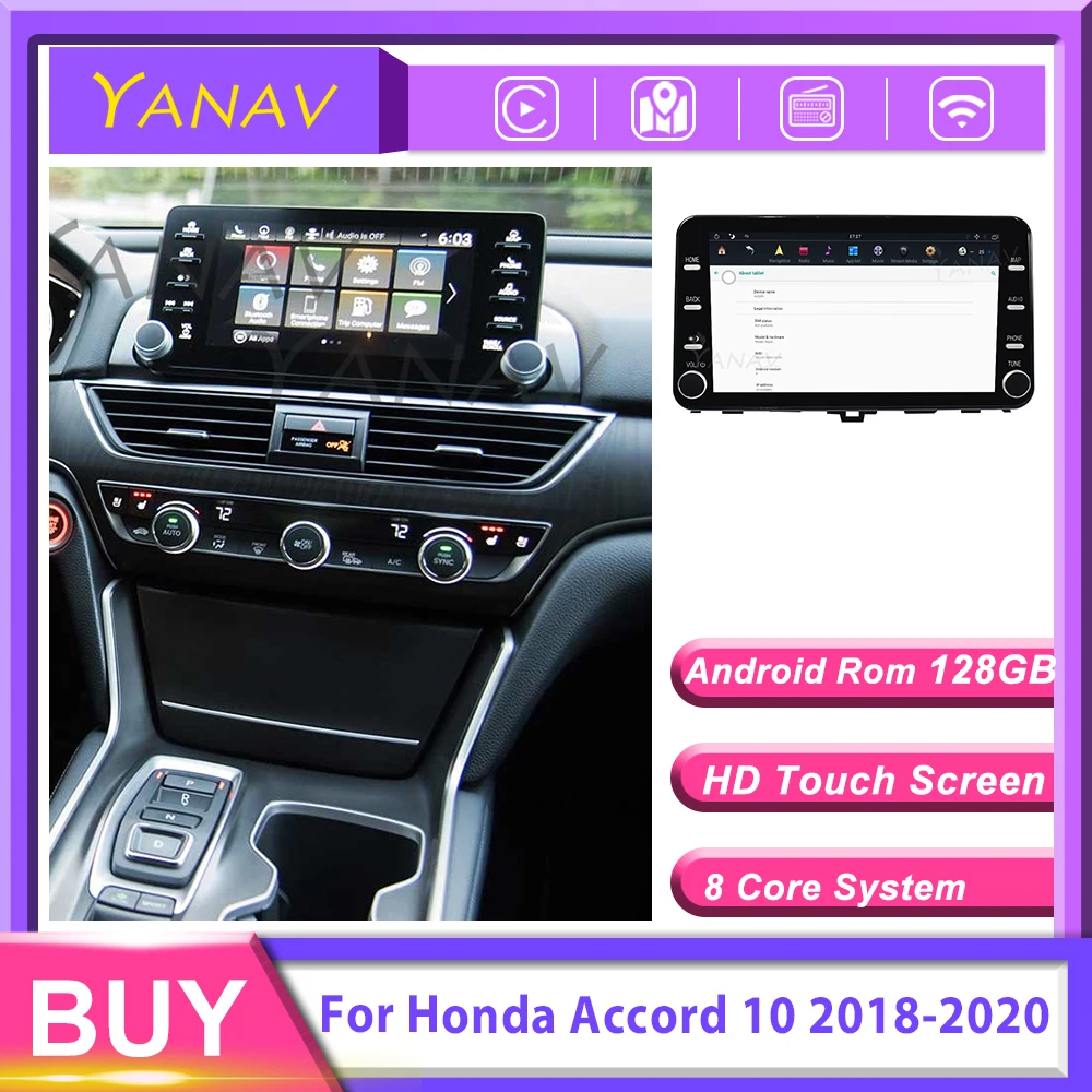 128G MAX-PAD Android10 Automobilio radijo Multimedijos Grotuvo medijos Honda Accord 10 2018+ Navigacijos Auto video DVD Galvos vienetas 4