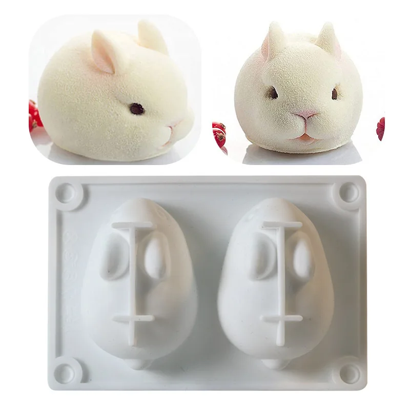 3D Bunny Triušiai Žvakė Formų Silikoninės Formos Kepimui Desertas Putėsiai 