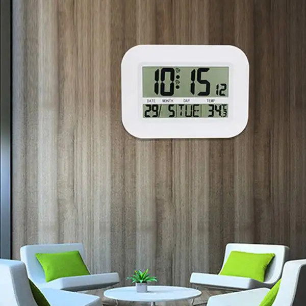 Praktinis Skaitmeninės Sieninis Laikrodis su baterijomis, Paprastas, Didelis LCD Žadintuvas Temperatūra Kalendoriaus Datos Dieną, Home Office 3