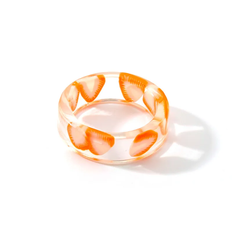 Kūrybiškumo mielas skaidrus vaisių akrilo žiedas paties stiliaus vyrų ir moterų paprastų geometrinių dervos žiedas classic jewlery dovanos 0